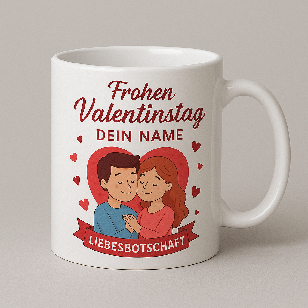 Valentinstag Tasse – Personalisiert mit Foto, Namen & Liebesbotschaft