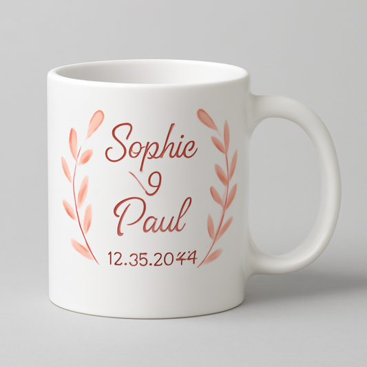 Hochzeits-Tasse – Personalisiert mit Namen, Datum & Wunschmotiv